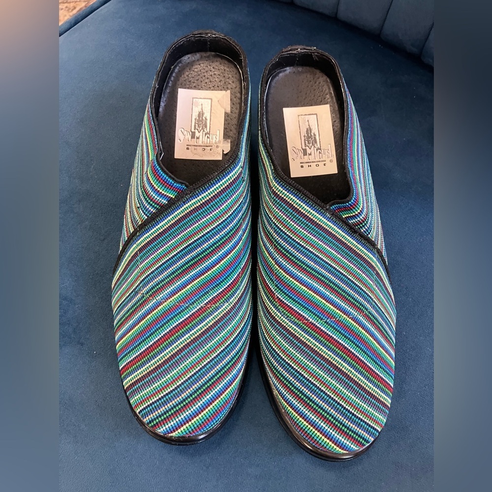 San Miguel Striped Wedge Mule Clogs Multicolor Slip On Women’s 5.5